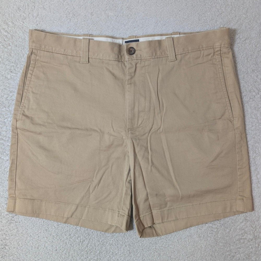 J.Crew Chino Shorts Men's 34 7" Khaki Tan Stretch‎ Flat Front L0923